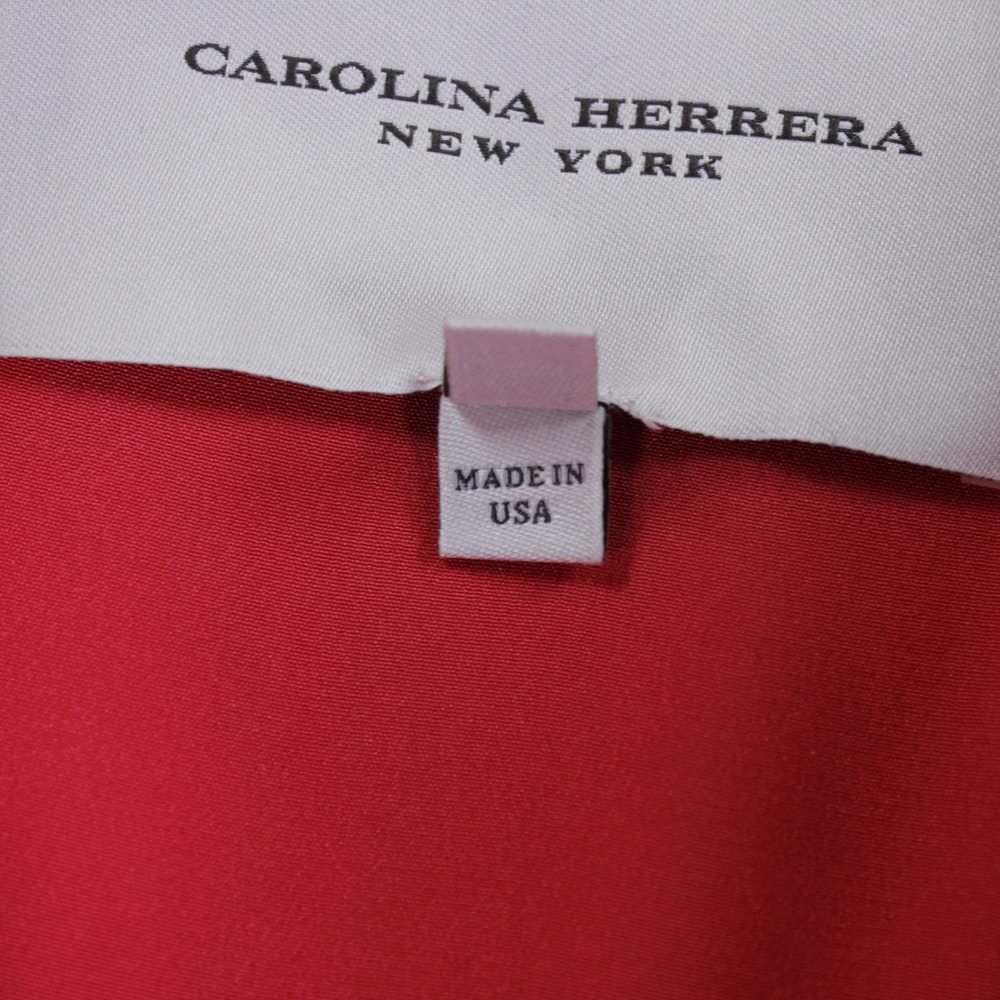 Carolina Herrera Red 100% Silk Embroidered Belted A-Line Shirt Dress Sz 6 - Picture 10 of 11